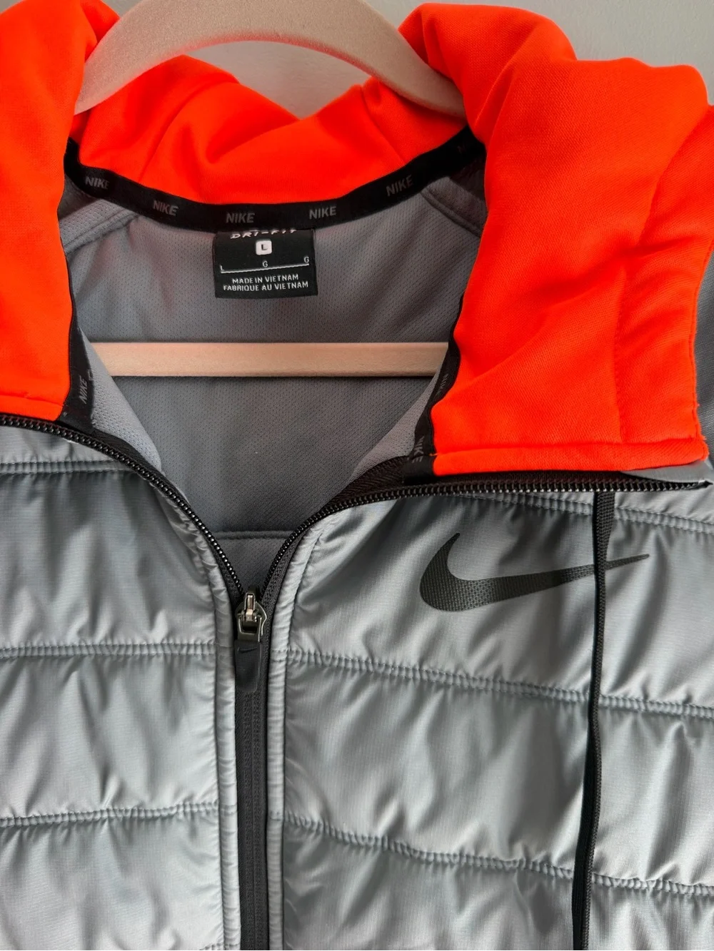 Nike Therma-Fit Quilted Jacket with Bright Orange Hood